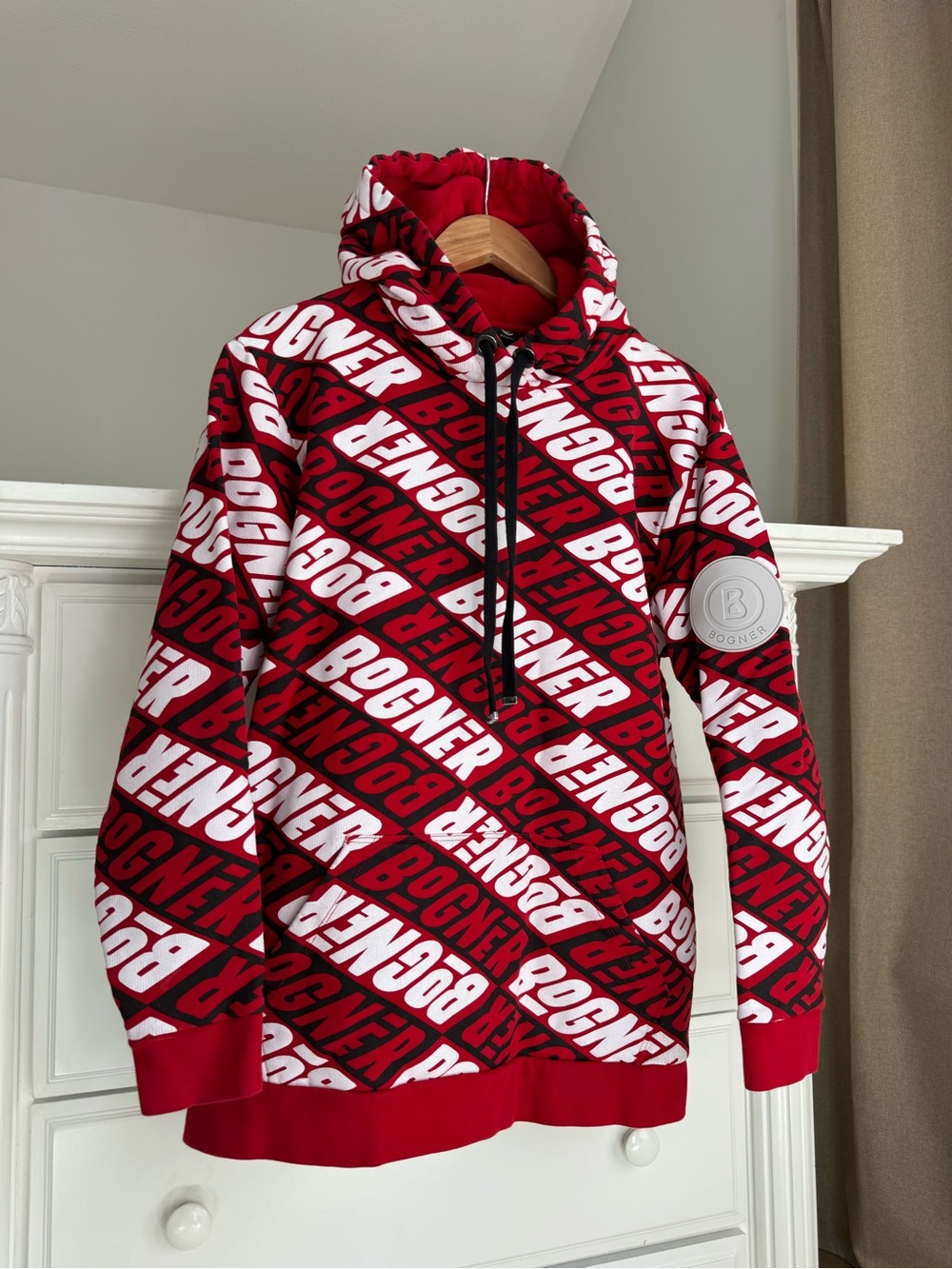 Bogner Red Allover Logo Hoodie – Unisex